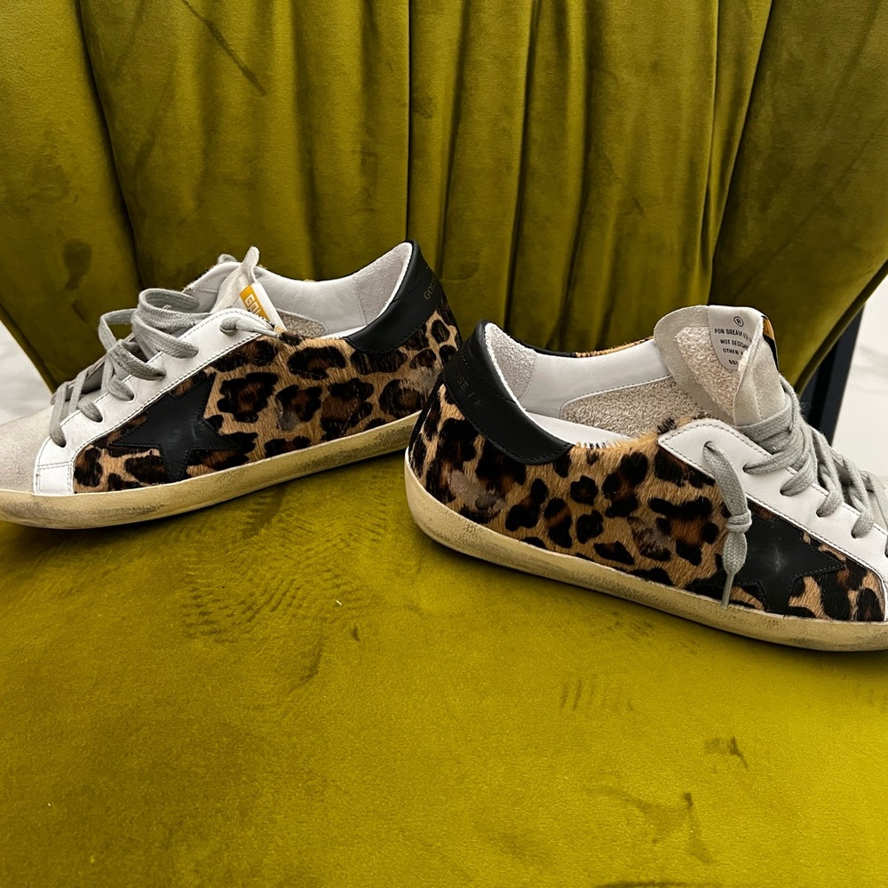 Golden Goose Calf Leather Leopard Super Star Sneaker - Picture 9 of 16